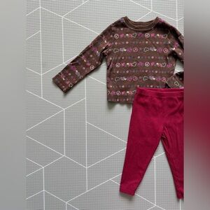 Garanimals|Baby girl matching set-Brown peace sign boho long sleeve & leggings•